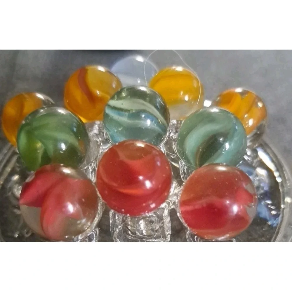 Lot Of 11 Estate‎ Sale Marbles Mixed Color Cats Eyes